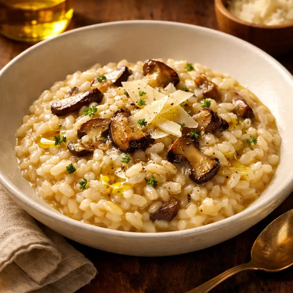 Risotto z borowikami, parmezanem i olejem truflowym
